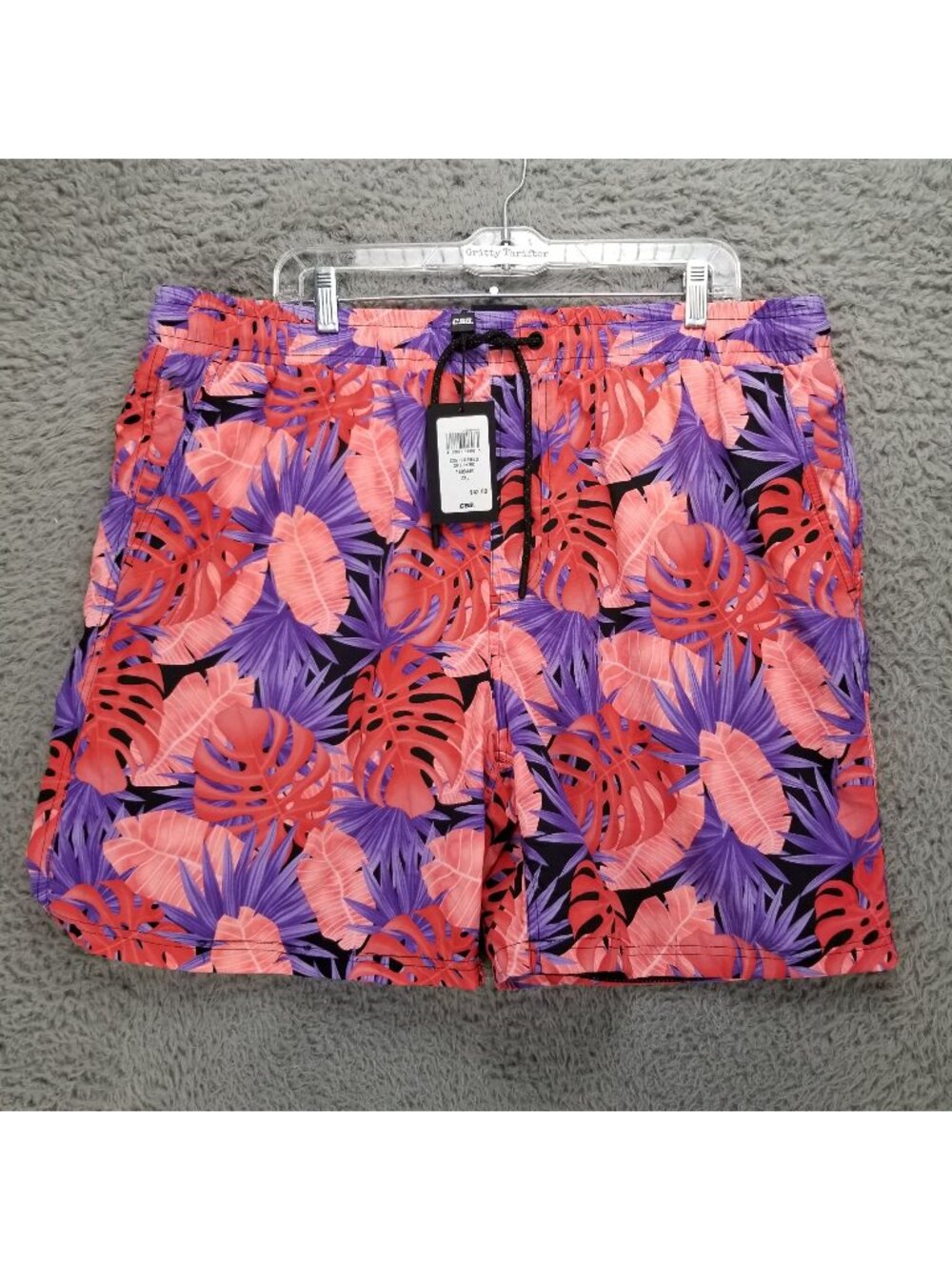 CSG Swimwear Mens 2XL Pink Nylon Fiji Field Drawstring Trunks *NWT*